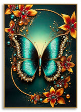STAMPA DECORATA SU TELA LACCATA C/CORNICE BUTTERLY -A- CM 70X4X100
