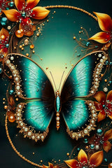 STAMPA DECORATA SU TELA LACCATA C/CORNICE BUTTERLY -A- FERRETTI