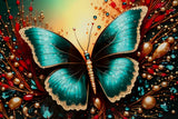 STAMPA DECORATA SU TELA LACCATA C/CORNICE BUTTERLY -B- FERRETTI