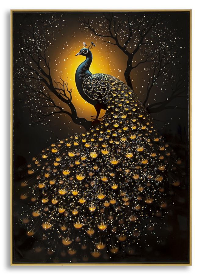 STAMPA DECORATA SU TELA LACCATA C/CORNICE 
PEACOCK CM 70X4
X100