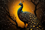 STAMPA DECORATA SU TELA LACCATA C/CORNICE PEACOCK - FERRETTI