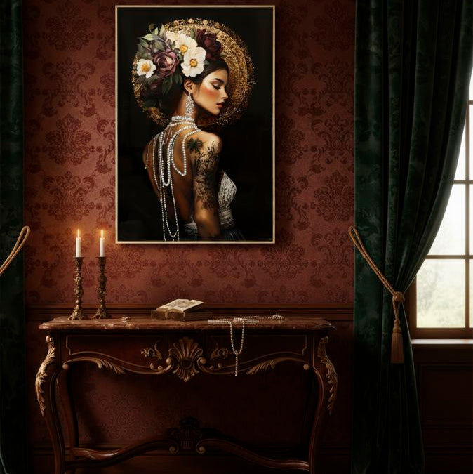 STAMPA DIPINTA SU TELA LACCATA PERSIAN C/CORNICE -A- FERRETTI