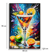STAMPA DECORATA SU TELA LACCATA C/CORNICE COCKTAIL -A- FERRETTI