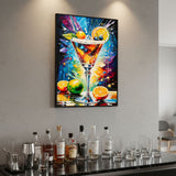 STAMPA DECORATA SU TELA LACCATA C/CORNICE COCKTAIL -A- FERRETTI