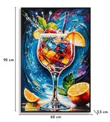 STAMPA DECORATA SU TELA LACCATA C/CORNICE COCKTAIL -B- FERRETTI