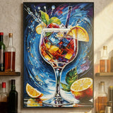 STAMPA DECORATA SU TELA LACCATA C/CORNICE COCKTAIL -B- FERRETTI
