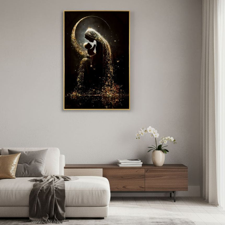 STAMPA DECORATA SU TELA LACCATA C/CORNICE MATERNITY -A- FERRETTI