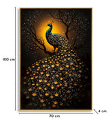 STAMPA DECORATA SU TELA LACCATA C/CORNICE PEACOCK - FERRETTI