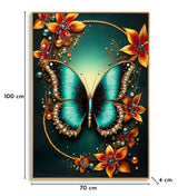 STAMPA DECORATA SU TELA LACCATA C/CORNICE BUTTERLY -A- FERRETTI
