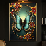 STAMPA DECORATA SU TELA LACCATA C/CORNICE BUTTERLY -A- FERRETTI
