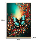 STAMPA DECORATA SU TELA LACCATA C/CORNICE BUTTERLY -B- FERRETTI