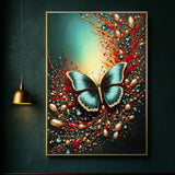 STAMPA DECORATA SU TELA LACCATA C/CORNICE BUTTERLY -B- FERRETTI