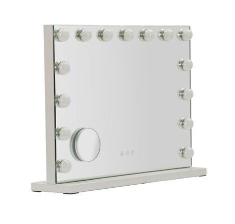 SPECCHIO DA TAVOLO HOLLYWOOD CM 55X14X43 (SPECCHIETTO ROTONDO CM Ø 9) (LUCE CON 3 TEMPERATURE DI COLORE)