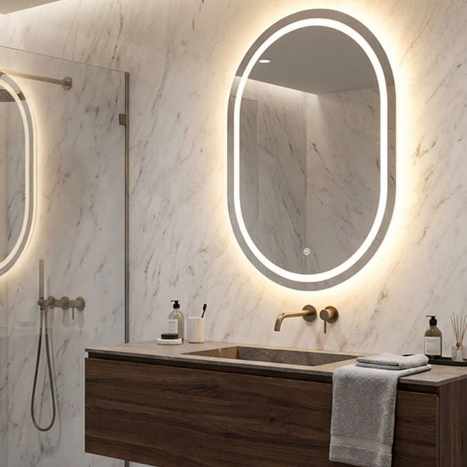SPECCHIO DA MURO LED SIMPLE OVALE (LUCE CON 3 TEMPERATURE DI COLORE) - FERRETTI