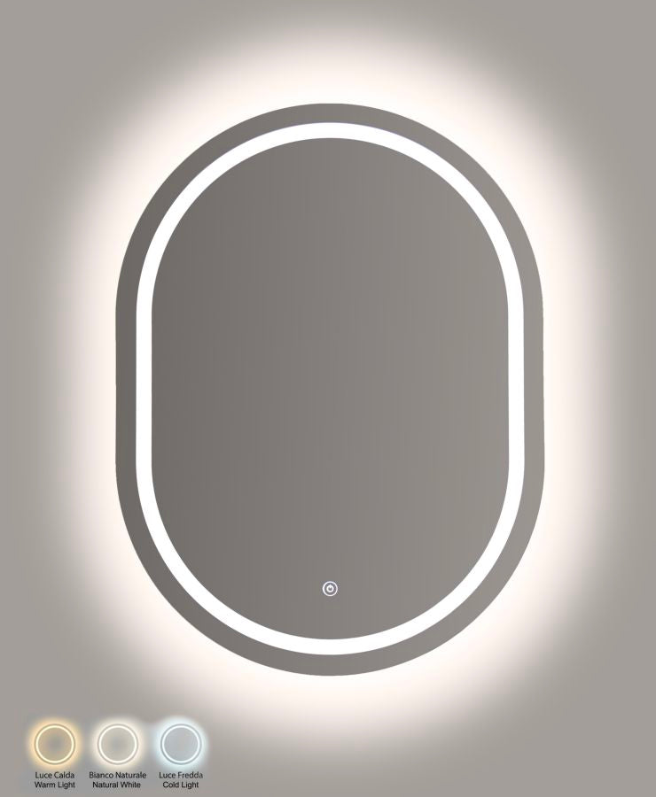 SPECCHIO DA MURO LED SIMPLE OVALE (LUCE CON 3 TEMPERATURE DI COLORE) - FERRETTI