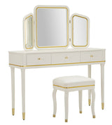 TOLETTA CAMILLE CON SPECCHIO E SGABELLO BIANCA CM 120X37X79-104X2