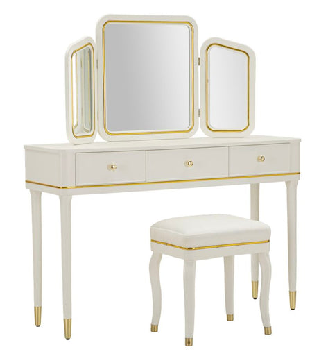 TOLETTA CAMILLE CON SPECCHIO E SGABELLO BIANCA CM 120X37X79-104X2