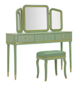 TOLETTA CAMILLE CON SPECCHIO E SGABELLO VERDE CM 120X37X79-104X2