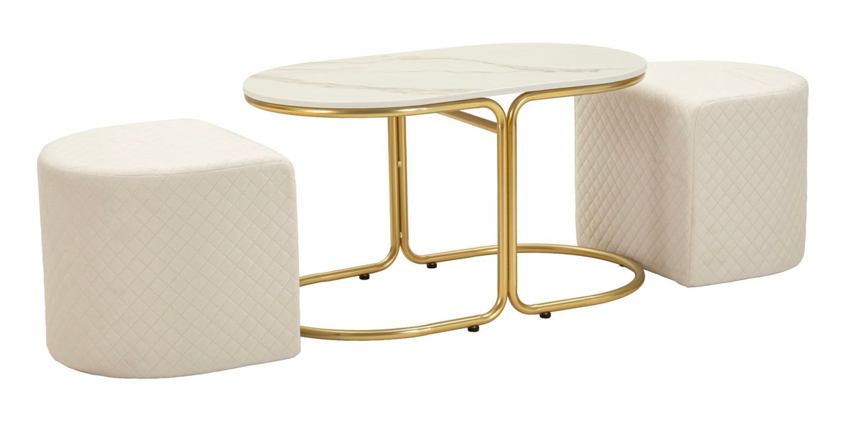 TAVOLO DA CAFFE' C/2 PUFF RELAX CM 79X45X44-42X37X37