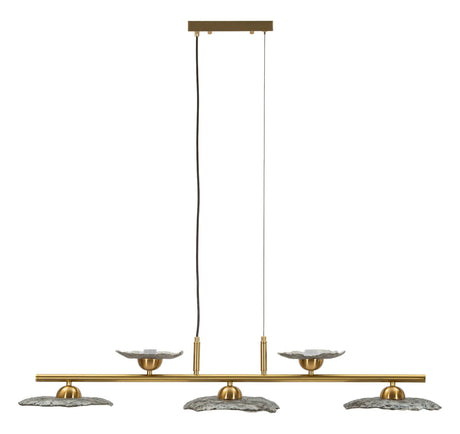 LAMPADARIO EMILY 5 LUCI VETRO GRIGIO CM 100X24X18