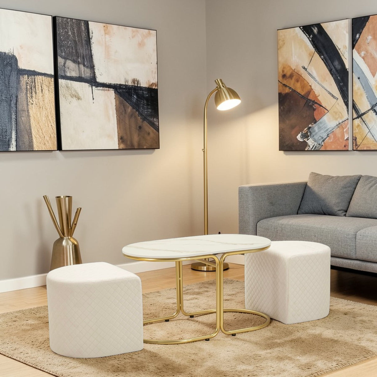 TAVOLO DA CAFFE' C/2 PUFF RELAX - FERRETTI