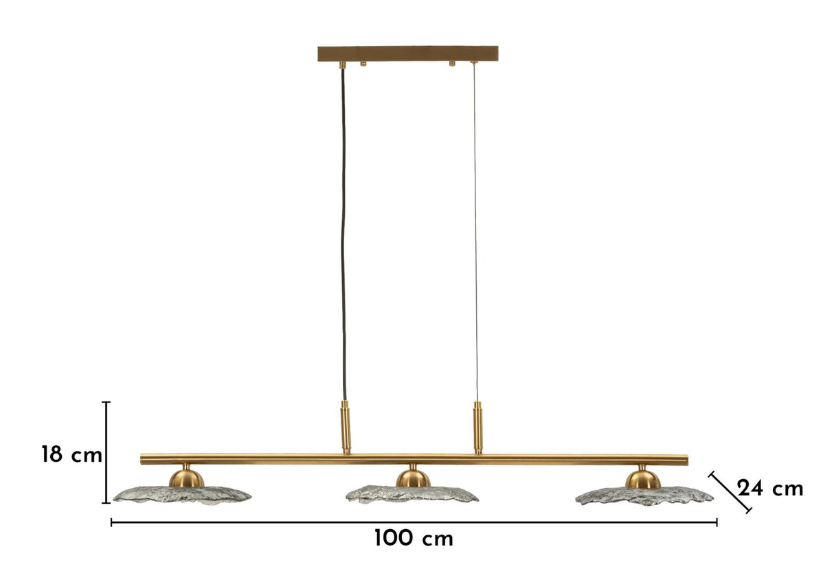 LAMPADARIO EMILY 3 LUCI VETRO GRIGIO - FERRETTI