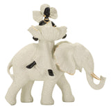 Scultura Etnica Donna Africana Su Elefante 29X13X29 Cm