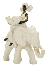 Scultura Etnica Donna Africana Su Elefante  29X13X29cm - Ferretti