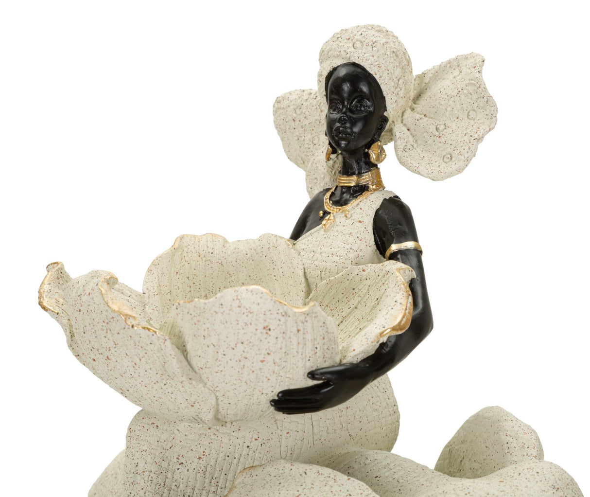 Scultura Etnica Donna Africana Su Elefante  29X13X29cm - Ferretti