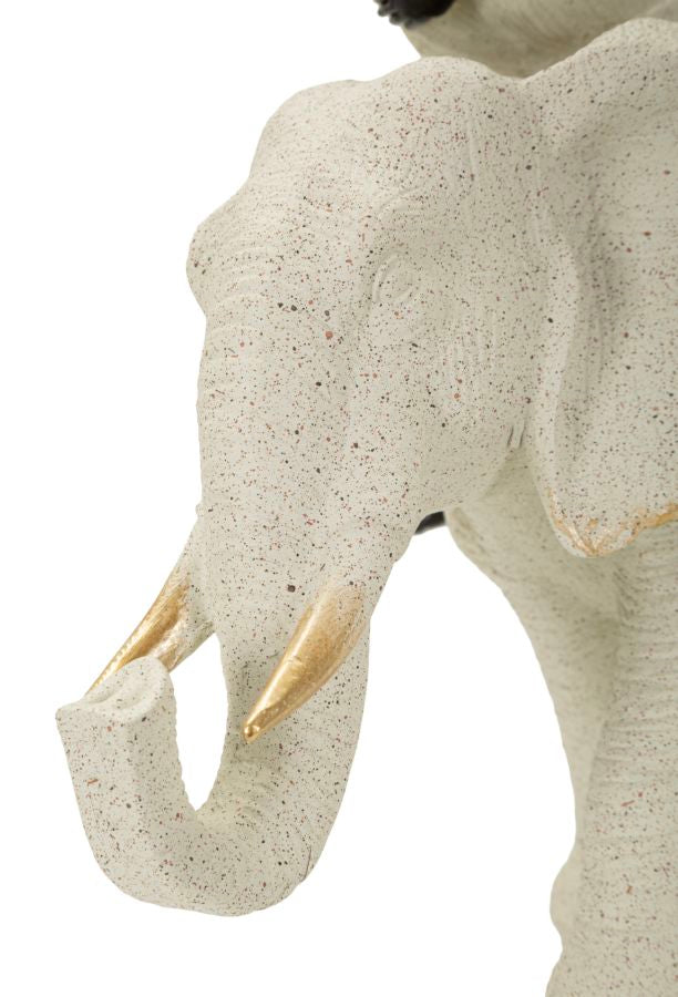 Scultura Etnica Donna Africana Su Elefante  29X13X29cm - Ferretti