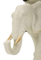 Scultura Etnica Donna Africana Su Elefante  29X13X29cm - Ferretti