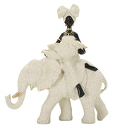Scultura Etnica Donna Africana Su Elefante 50X16X34 Cm