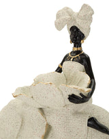 Scultura Etnica Donna Africana Su Elefante 50X16X34cm - Ferretti