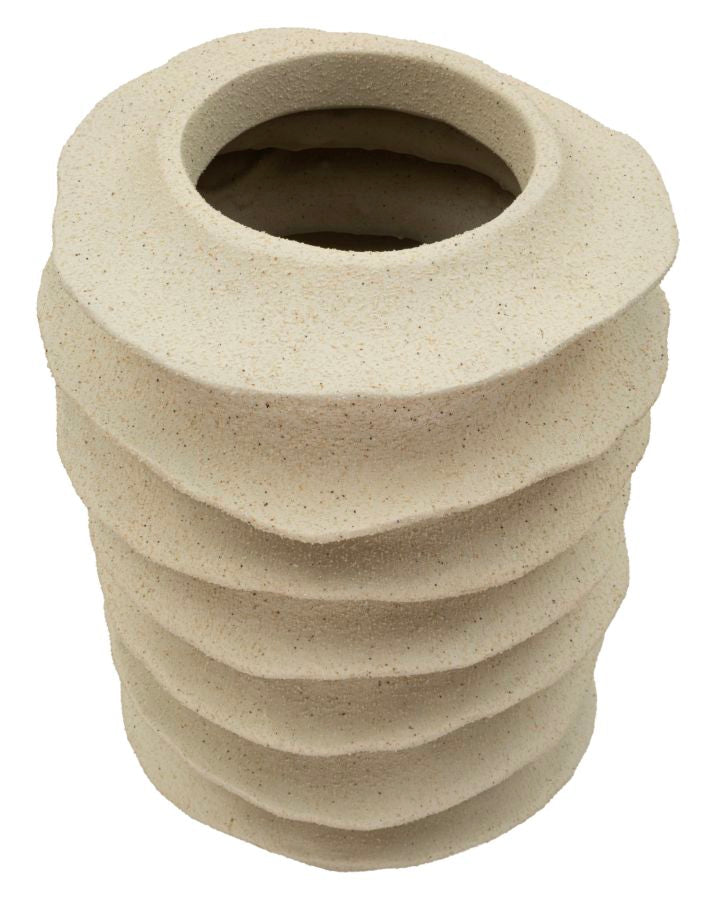 Vaso Stile Japandi Con Motivo A Fasce Ondulate Ø 29X49 - Ferretti