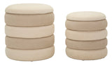 Set 2 Pouf Stile Nordico Cm Ø 44X47-35X39
