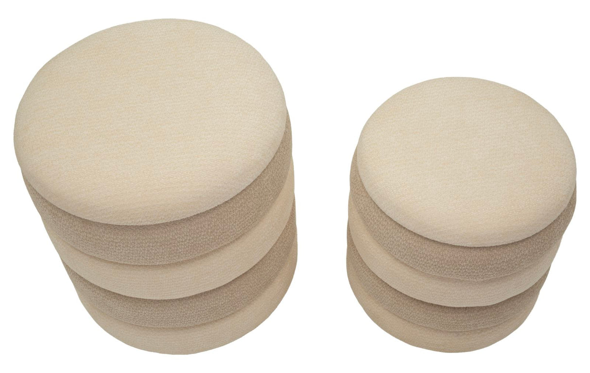 Set 2 Pouf Stile Nordico Cm Ø 44X47-35X39