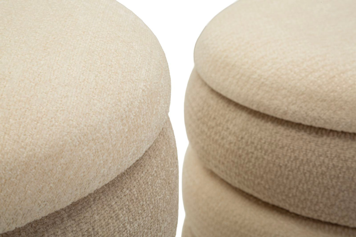 Set 2 Pouf Stile Nordico Cm Ø 44X47-35X39