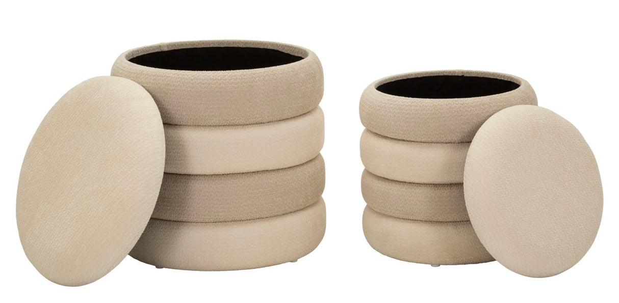 Set 2 Pouf Stile Nordico Cm Ø 44X47-35X39