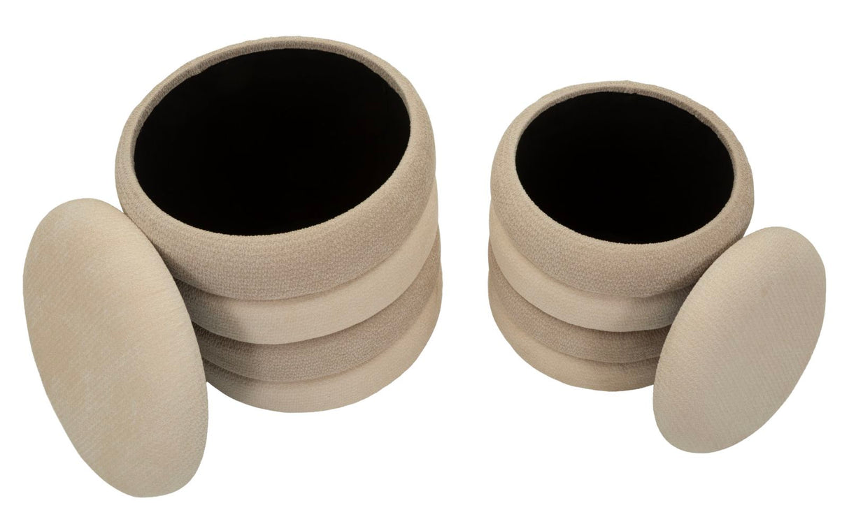 Set 2 Pouf Stile Nordico Cm Ø 44X47-35X39