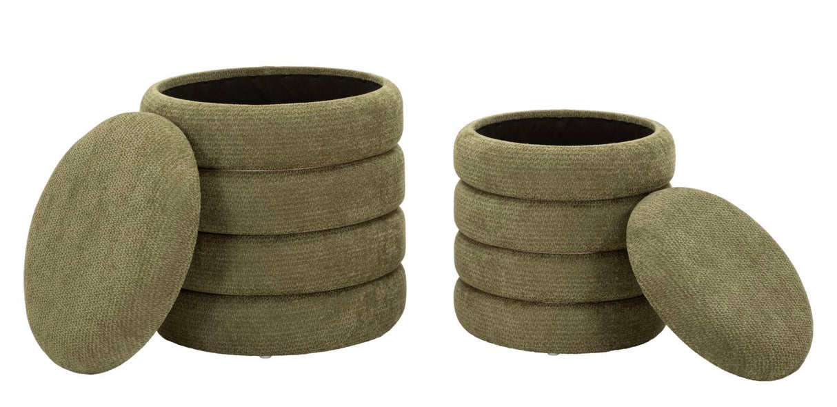 Set 2 Pouf Stile Nordico Cm Ø 44X47-35X39