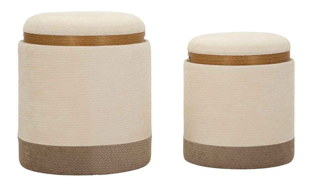 Coppia Pouf Contenitore Stile Nordico Cm Ø 40X47-34X40