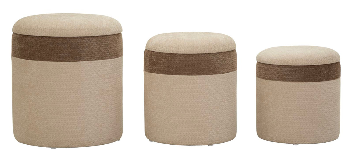 Set Di 3 Pouf Contenitore Stile Nordico - Ferretti