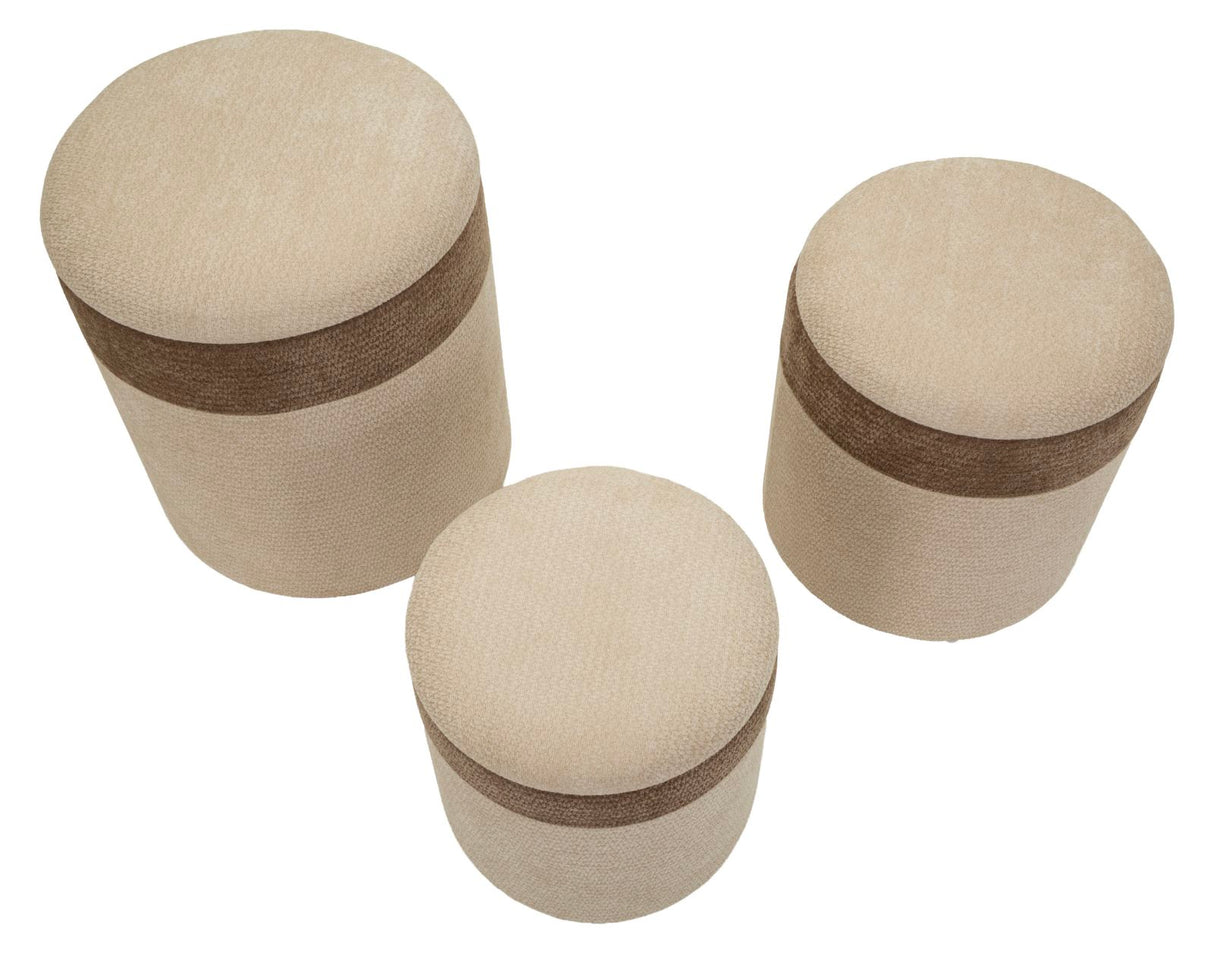Set Di 3 Pouf Contenitore Stile Nordico - Ferretti