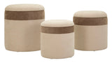 Set Di 3 Pouf Contenitore Stile Nordico Cm Ø 39X47-35X38-31X33