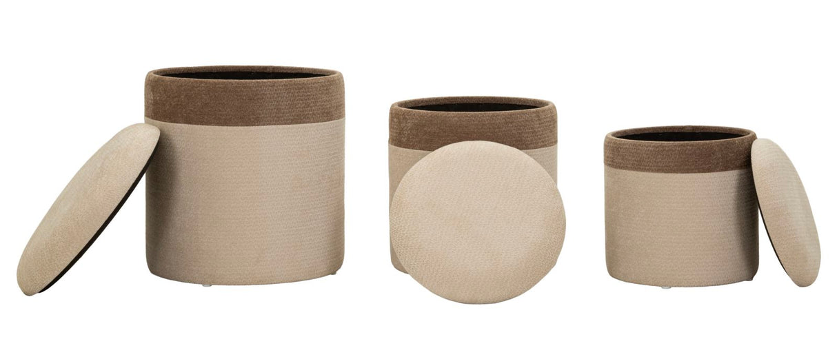 Set Di 3 Pouf Contenitore Stile Nordico - Ferretti