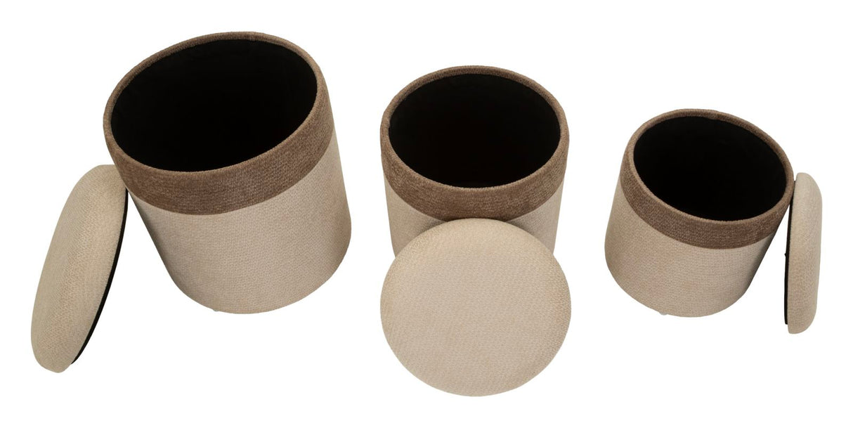Set Di 3 Pouf Contenitore Stile Nordico - Ferretti