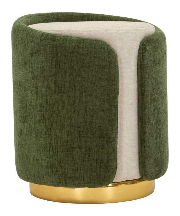 Pouf Stile Glam Bicolore Con Base Dorata Cm Ø 40X50