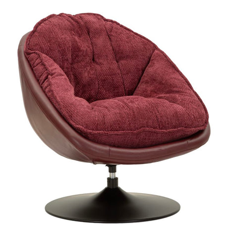 Poltrona Girevole Bordeaux In Stile Retrò  Cm 78X78X84