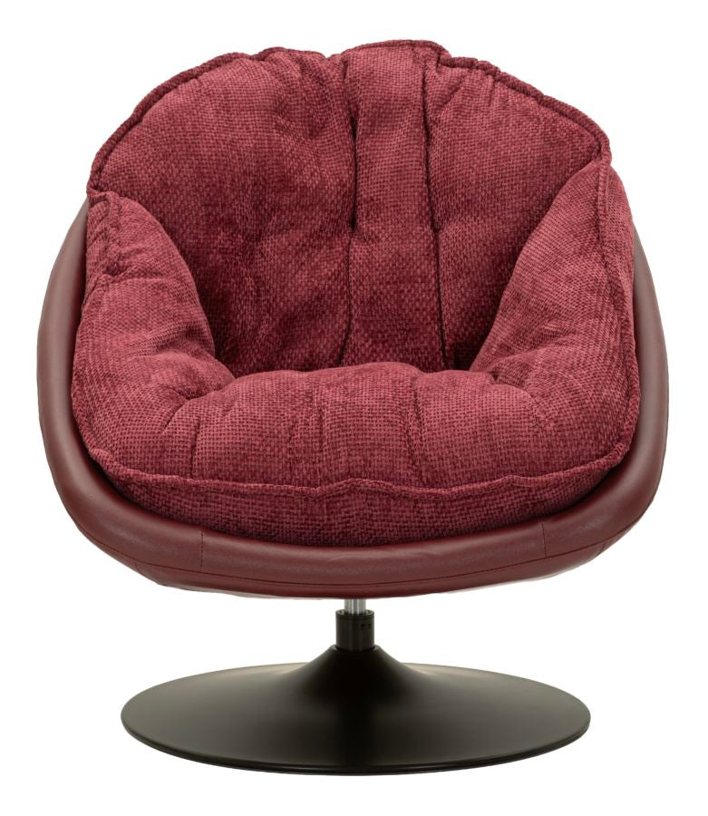Poltrona Relax Girevole Bordeaux In Stile Retrò - Ferretti