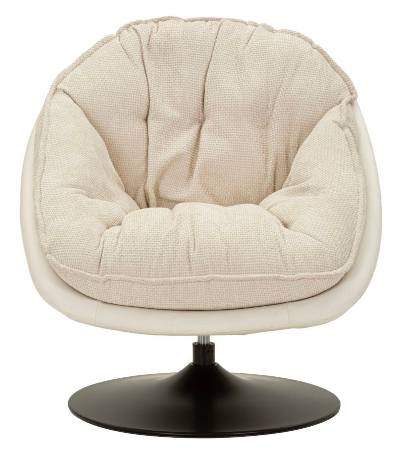 Poltrona Relax Girevole Crema In Stile Retrò - Ferretti